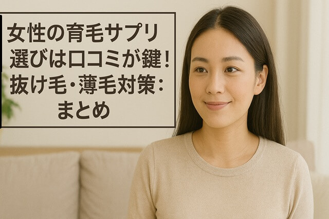 女性の育毛サプリ選びは口コミが鍵！抜け毛・薄毛対策：まとめ