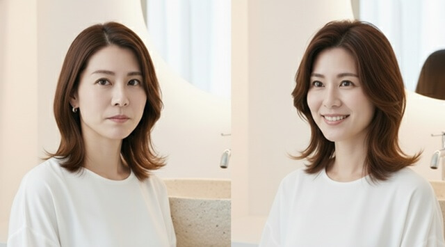 スカルプdボーテを使用してトップがボリュームアップした女性