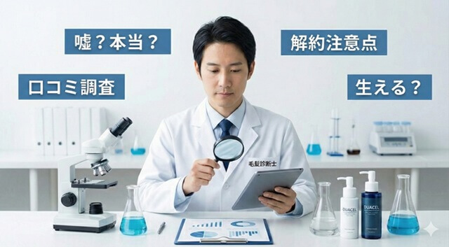 【毛髪診断士監修】デュアセルの発毛効果は嘘？口コミや悪い評判・解約の注意点まで徹底検証