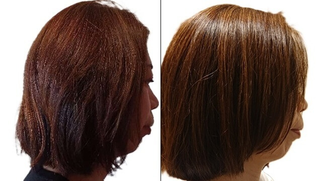 ラサーナプレミオールシャンプー使用前後の仕上がり比較（毛髪診断士による検証）