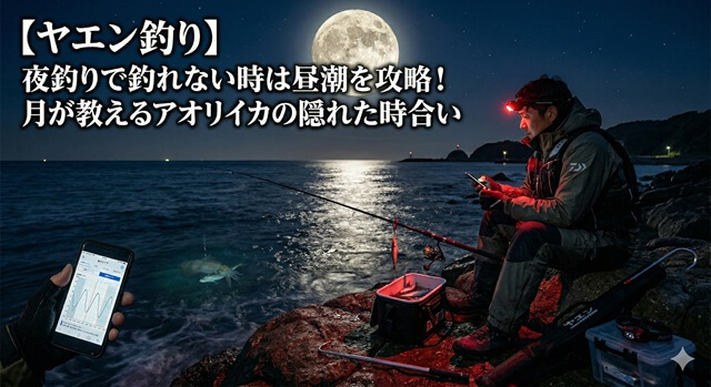 【ヤエン釣り】夜釣りで釣れない時は昼潮を攻略！月が教えるアオリイカの隠れた時合い