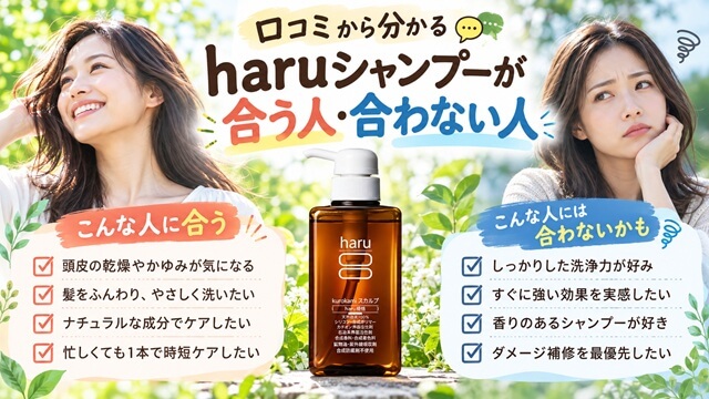 口コミから分かるharuシャンプーが合う人・合わない人